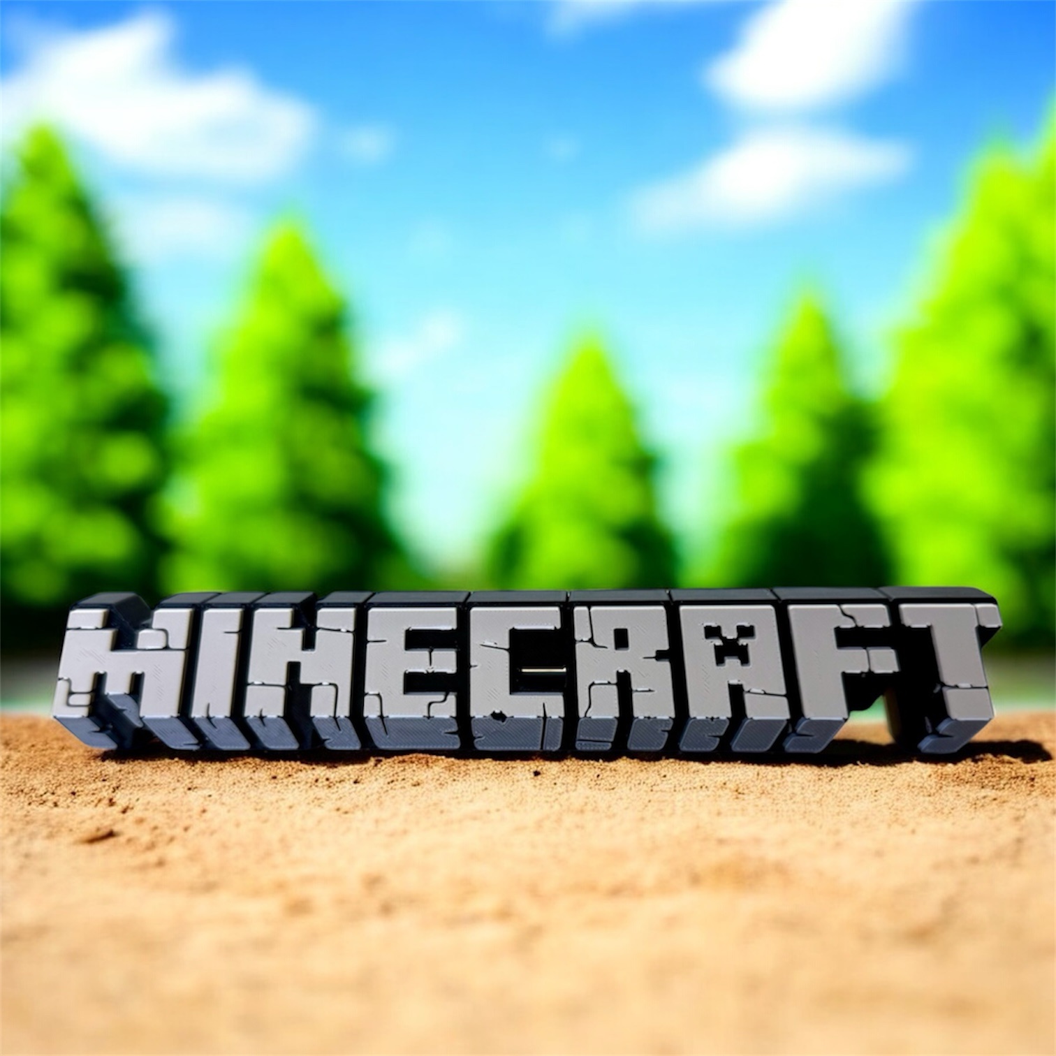 Logo 3D Minecraft 3D - Negro / Gris / Gris Oscuro