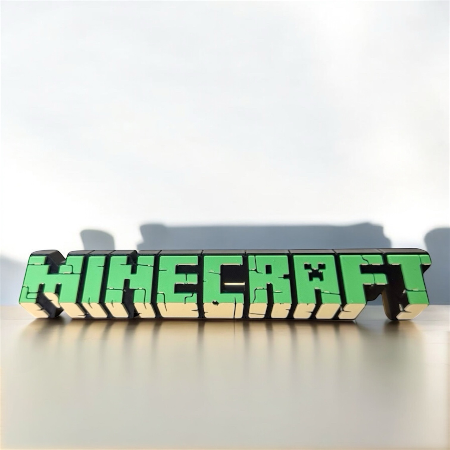 Logo 3D Minecraft 3D - Negro / Verde / Beige